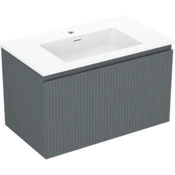 Koupelnový nábytek Mexen Rivel koupelnová skříňka 80 cm s umyvadlem Otis, 1 zásuvka, drážkovaná, grafit mat/bílá mat - 91A20-08047-1-BF66-W18M01 Skříňky s umyvadlem