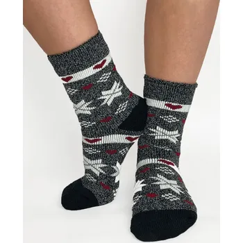 Dámské ponožky Dámské teplé alpakové ponožky VLOČKA melír černé, VELIKOST 35 - 38