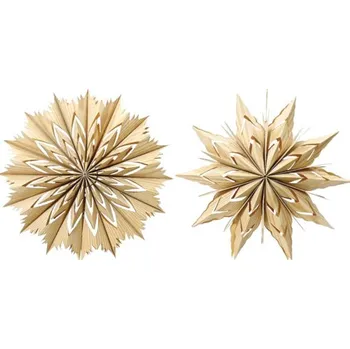 Vánoční dekorace Závěsná dekorace hvězda papírová 40 cm béžová