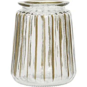 Svícen Svícen skleněný se zlatým zdobením Ø 12 x 14 cm