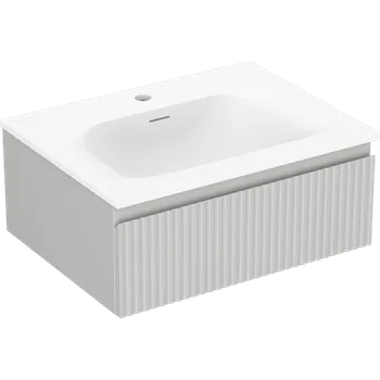 Koupelnový nábytek Mexen Rivel koupelnová skříňka 60 cm s umyvadlem Vela, 1 zásuvka, rýhovaná, šedá mat/bílá mat - 91A20-06023-1-BF62-W23M01 Skříňky s umyvadlem