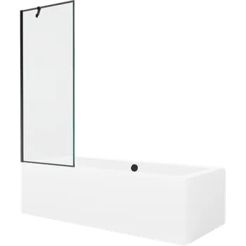 Vana Mexen Cube obdélníková vana 180 x 80 cm s panelem a jednoskřídlovou zástěnou 70 cm, černý vzor - 550518080X9507007070 Vany se zástěnou