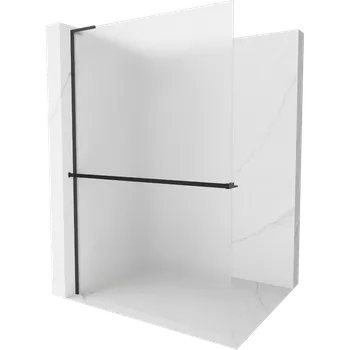 Mexen Kioto+ L sprchová stěna s policí Walk-in 100 x 200 cm, mléčné sklo, černá - 800-100-123-70-30 Sprchové stěny