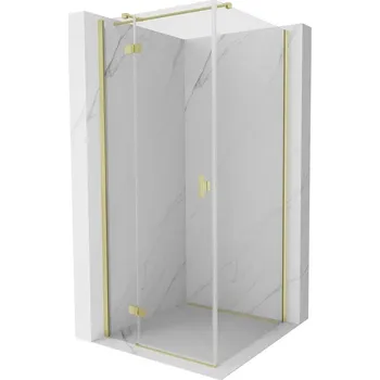 Mexen Mist-H T sprchový kout výklopný levý 90 x 90 cm, průhledný, zlatý kartáčovaný - 8A5T-090-090-55-00-L Sprchové kouty