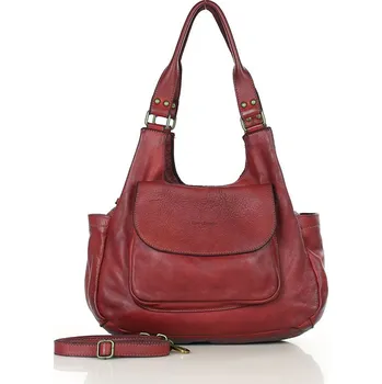 Kabelka Marco Mazzini Italská kožená kabelka s kapsou Marco Mazzini; vínová červená