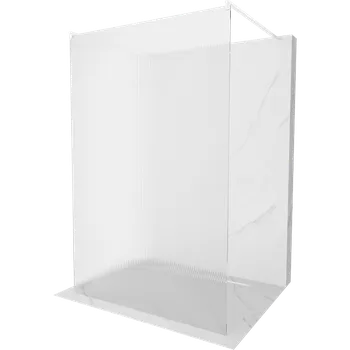 Mexen Kioto samostatně stojící sprchová stěna 100 x 200 cm, proužky 8 mm, bílá - 800-100-002-20-09 Sprchové stěny