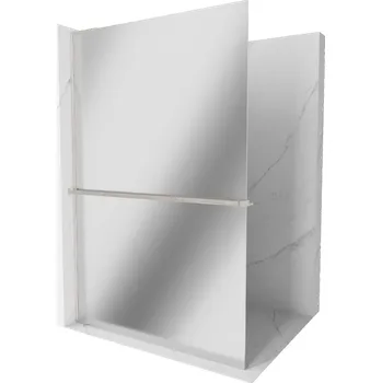 Mexen Kioto+ L sprchová zástěna s poličkou Walk-in 90 x 200 cm, zrcadlo, kartáčovaný nikl - 800-090-123-97-50 Sprchové stěny