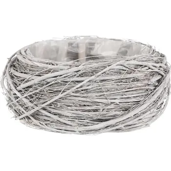 Obal na květináč Proutěný obal na květináč šedo-bílý 1/3 střední 28x11 cm