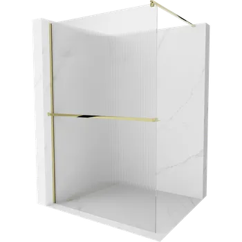 Mexen Kioto+ sprchová stěna s policí Walk-in 80 x 200 cm, pruhy, zlatá - 800-080-121-50-09 Sprchové stěny