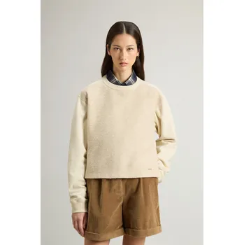 Dámská mikina MIKINA WOOLRICH MIXED FLEECE CREWNECK BEIGE HERRINGBONE