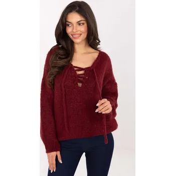 Dámský svetr ItModa Svetr s vázáním bordó Velikost: UNI