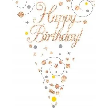 Girlanda banner vlajky Happy Birthday růžové zlato