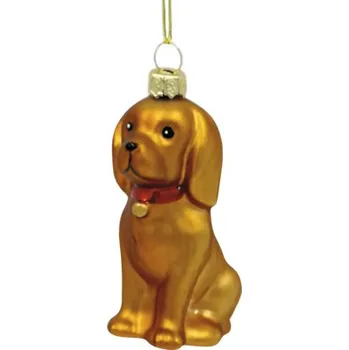Vánoční ozdoba Vánoční ozdoba skleněná pes 9 cm hnědá