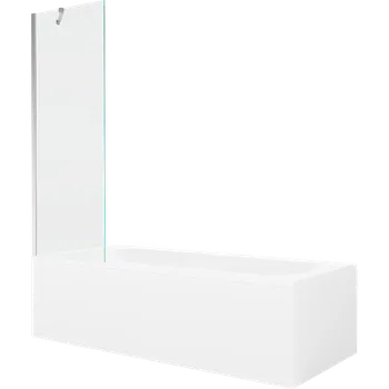 Vana Mexen Vega obdélníková vana 180 x 80 cm s obložením a 1-křídlovou zástěnou 60 cm, transparentní, chrom - 550118080X9506000001 Vany se zástěnou