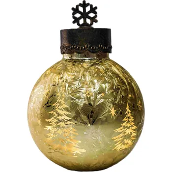 Vánoce Skleněná svítící MAXI koule s časovačem průměr 25 cm zlatá