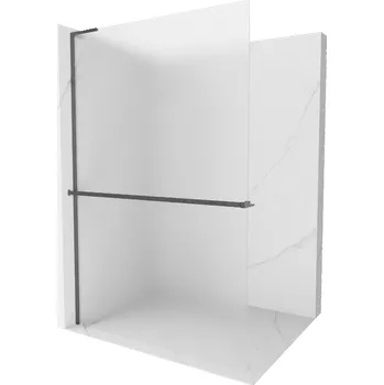 Mexen Kioto+ L sprchová stěna s policí Walk-in 80 x 200 cm, matná, gun gray kartáčovaný - 800-080-123-66-30 Sprchové stěny