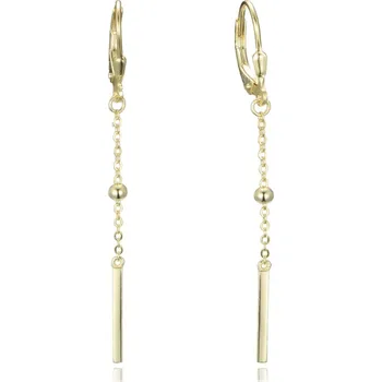 Náušnice MINET Pozlacené řetízkové stříbrné visací náušnice s kuličkami a tyčkami