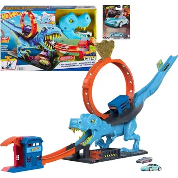 autodráha Hot Wheels City Smyčka T-Rexe HKX42 + autíčko Boulevard Porsche 964 HRT73