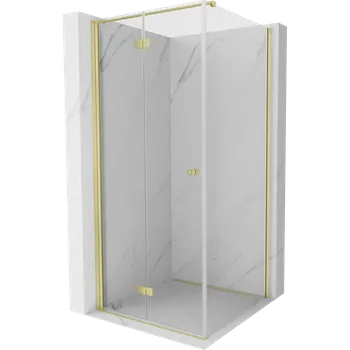 Mexen Mist-F skládací sprchová kabina levá 90 x 90 cm, transparentní, zlatá kartáčovaná - 8A6T-090-090-55-00-L Sprchové kouty
