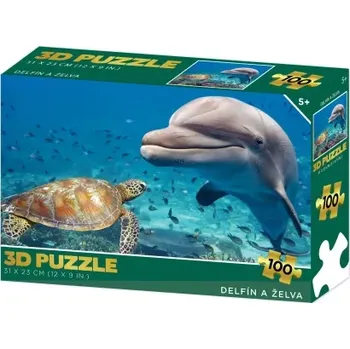 Puzzle 3D puzzle – delfín a želva (100 dílků)