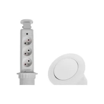 Elektrická zásuvka Výsuvný zásuvkový sloupek 3x 230V Bílá