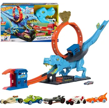 autodráha Hot Wheels City Smyčka T-Rexe HKX42 + 5-pack autíček Street Beasts HTV55
