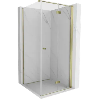 Mexen Mist-F sprchová kabina skládací pravá 90 x 90 cm, transparentní, zlatá - 8A6T-090-090-50-00-P Sprchové kouty