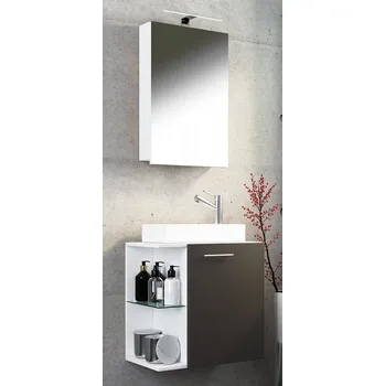 Koupelnový nábytek Vcm 3dílné umyvadlo pro hosty Hausa se zrcadlem, antracit