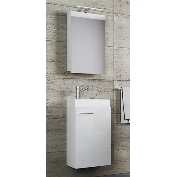 Koupelnový nábytek Vcm Koupelnová sestava Slito se zrcadlovou skříňkou a osvětlením, bílá