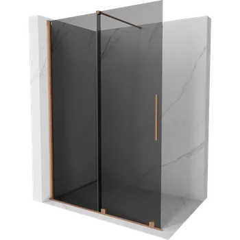 Mexen Velar posuvná sprchová stěna Walk-in 160 x 200 cm, grafit 8 mm, kartáčovaná měď - 871-160-000-43-65 Sprchové stěny