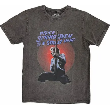 Pánská móda Bruce Springsteen tričko, Live Photo Stone Wash Charcoal Grey, pánské L