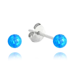 MINET Stříbrné náušnice KULIČKY se světle modrými opálky 3mm JMAS0151AE03