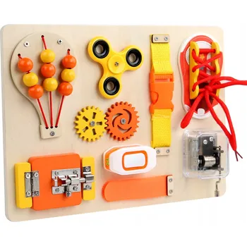 Dřevěná hračka Senzorická Manipulační Tabule Montessori vzdělávací hračka pro děti