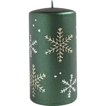 Svíčka Vánoční svíčka FROST válec Ø 7 x 14 cm zelená
