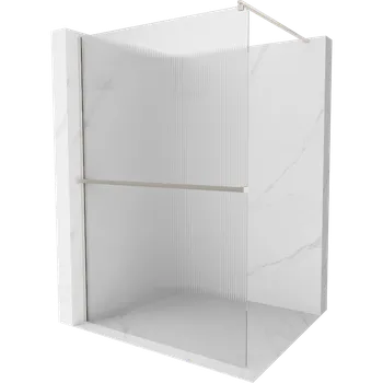 Mexen Kioto+ sprchová zástěna s policí Walk-in 80 x 200 cm, proužky, kartáčovaný nikl - 800-080-121-97-09 Sprchové stěny