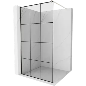 Mexen Kioto sprchová stěna Walk-in 120 x 200 cm, černá mřížka 8 mm, kartáčovaný nikl - 800-120-101-97-77 Sprchové stěny