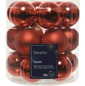 Vánoční dekorace Vánoční ozdoby skleněné koule Ø 4 cm červené 18 ks