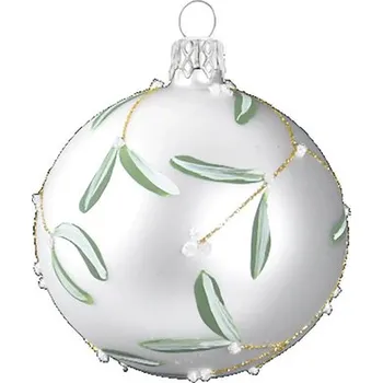 Vánoční ozdoba Vánoční ozdoba koule jmelí matná bílá