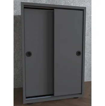 Policová skříň Vcm Kancelářská skříň s posuvnými dveřmi Ulas 2-komorová, antracitová