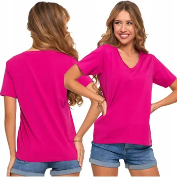 Dámské tričko Dámské tričko s krátkým Tričko česaná Bavlna , výstřih do V MORAJ XL