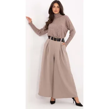 Dámské kalhoty MODA ITALY Široké kalhoty Fango tmavě béžové Velikost: UNI