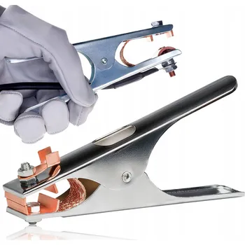 Svářečka Svářecí zemnící svorka klešťová s měděným lankem 17 cm 300A