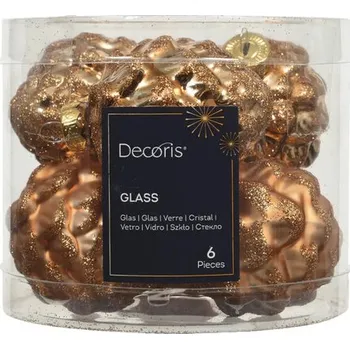 Vánoční dekorace Vánoční ozdoby šišky skleněné červené 6 ks