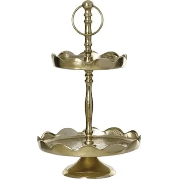 Dekorativní etažér 2-patrový hliníkový Ø 20 x 35 cm zlatý