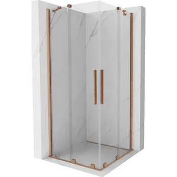 Mexen Velar Duo rozkládací sprchový kout 90 x 90 cm, transparentní, kartáčovaná měď - 871-090-090-02-65 Sprchové kouty
