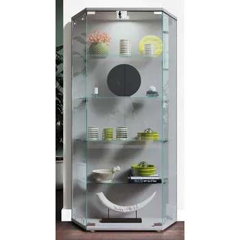 Knihovna Vcm Volně stojící vitrína Cenila L, stříbrná