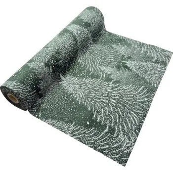 Vánoční dekorace Vánoční stuha dekor strom 28 x 300 cm zelená