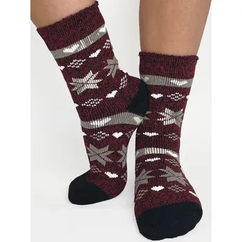 Dámské ponožky Dámské vlněné ponožky z alpaky vločka bordó, VELIKOST 39 - 42