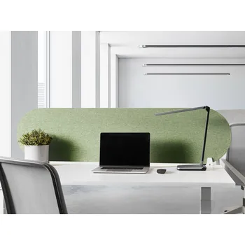 Psací stůl Stolová přepážka zelená PET materiál látkový potah 160 x 40 cm akustický oddělovač na pracovní stůl domácí kancelář Beliani