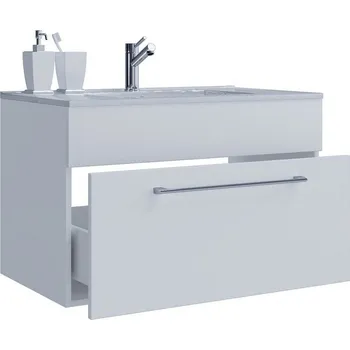 Koupelnový nábytek Vcm 2dílná umyvadlová skříňka Badinos 1 zásuvka 80 cm, bílá